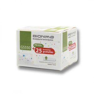 Boite de bandelettes Glycémie – Bionime -100 pièces (75+25)