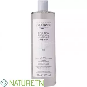 BYPHASSE SOLUTION MICELLAIRE DEMAQUILLANTE 4 EN 1 AU CHARBON ACTIF 500ML