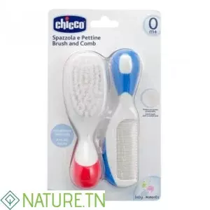 CHICCO BROSSE ET PEIGNE ROUGE ET BLEU