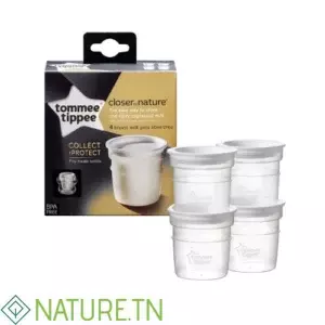 TOMMEE TIPPEE COLSE TO NATURE LOT DE 4 POTS DE CONSERVATION DU LAIT