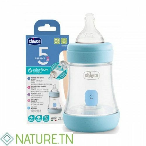 CHICCO BOTTLE PERFECT 5 BLUE SILICONE 0M+150ML 1