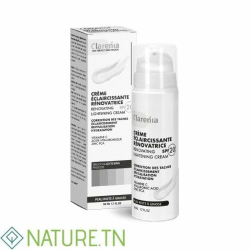 CLARENIA CREME ECLAIRCISSANTE RENOVATRICE SPF20 PEAU MIXTE A GRASSE 50ML 1