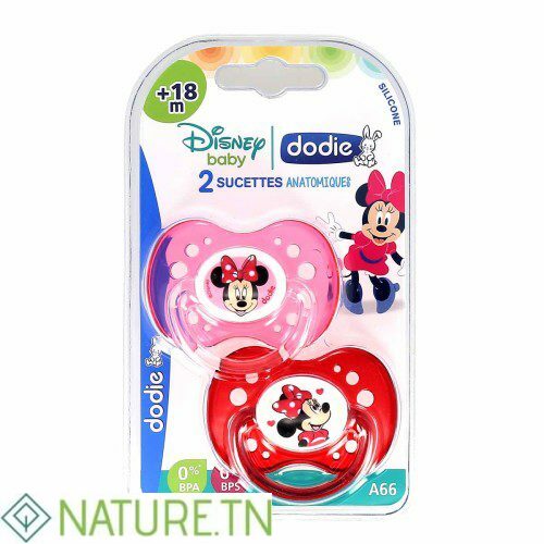 DODIE DISNEY BABY 2 SUCETTES ANATOMIQUES ROSE SILICONE 18 MOIS ET + 2