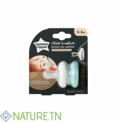 TOMMEE TIPPEE CLOSER TO NATURE 2 SUCETTES BREAST-LIKE NUIT 0-6M 2
