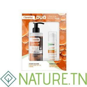 COFFRET SOLAIRE CLARENIA DUO ÉCRAN TOUCHER SEC SPF50+ ET ÉCRAN CAPILAIRE -40%