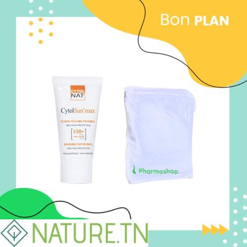 CYTOLNAT CYTOLSUN MAX ECRAN INVISIBLE SPF50+ 50ML+SERVIETTE PHARMASHOP (OFFERTE) 1