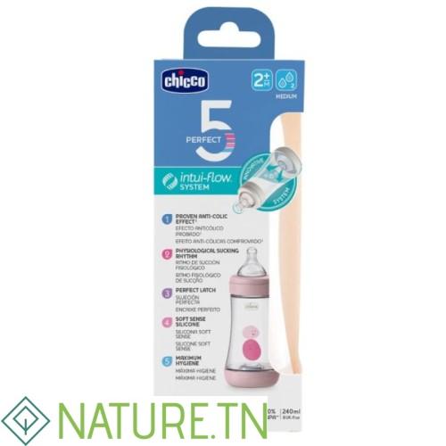 CHICCO PERFECT 5 BIBERON 2M+ 240ML ROSE 1