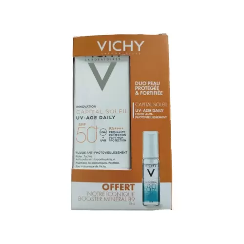 PACK VICHY CAPITAL SOLEIL UV-AGE DAILY FLUIDE ANTI-PHOTOVIEILLISSEMENT SPF50+ 40ML+VICHY MINERAL BOOSTER 89 10ML (OFFERT) 1