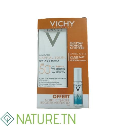 PACK VICHY CAPITAL SOLEIL UV-AGE DAILY FLUIDE ANTI-PHOTOVIEILLISSEMENT SPF50+ 40ML+VICHY MINERAL BOOSTER 89 10ML (OFFERT) 1