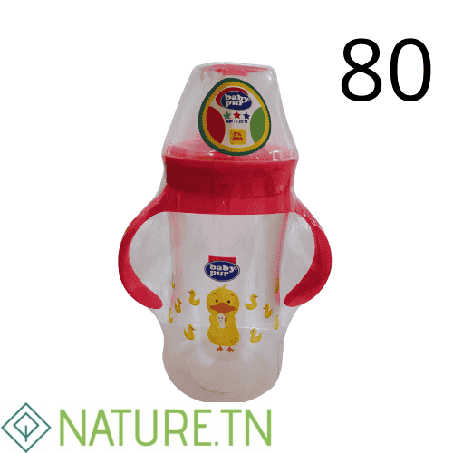 BABY PUR BIBERON LARGE COUVERCLE TORSADE AVEC ANSES 250ML 72011 2