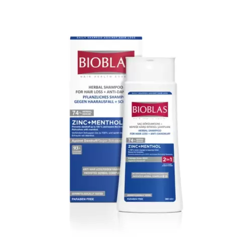 BIOBLAS SHAMPOING ZINC+MENTHOL ANTI PELLICULAIRE 360ML 1