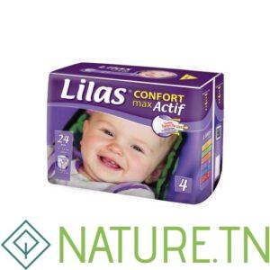LILAS CONFORT MAX COUCHE BEBE 9-18KG TAILLE 4 24 PIECES