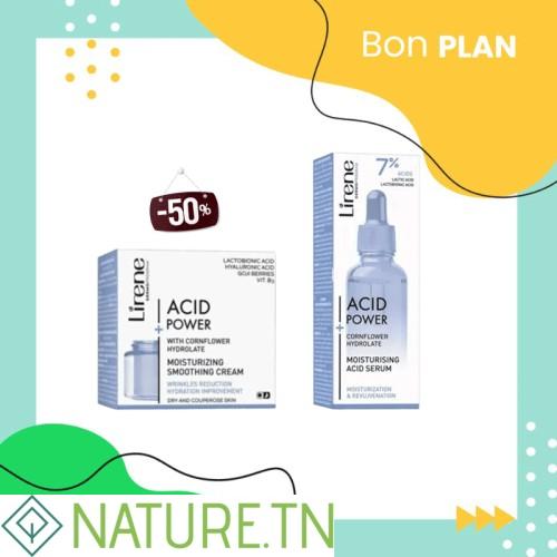 LIRENE ACID POWER SERUM A l'HYDROLAT 30ML+MOISTURIZING SMOOTHING CREAM 50ML(-50%) 1