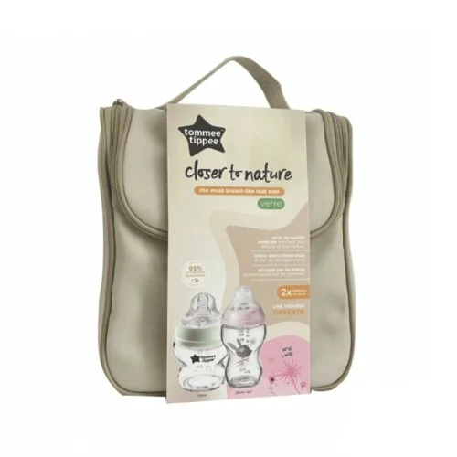TOMMEE TIPPEE TROUSSE CLOSER TO NATURE 02 BIBERONS EN VERRE ROSE 2