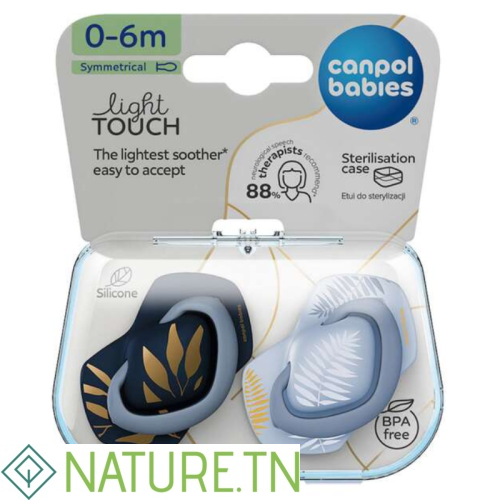 CANPOL BABIES 02 SUCETTE LIGHT TOUCH SYMETRIQUE GOLD BLEU 0-6M/6-18M 2