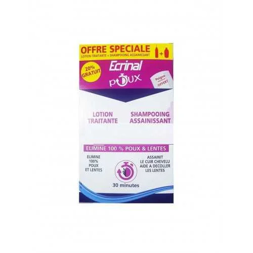ECRINAL PACK ANTI POUX LOTION+SHAMPOOING (PEIGNE OFFERT) 2