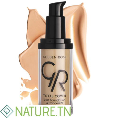GOLDEN ROSE TOTAL COVER 2 IN 1 FOUNDATION & CONCEALER SPF 15 VITAMIN E 30ML 1