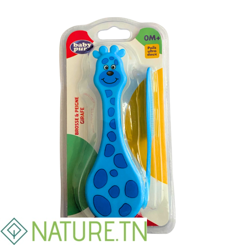 BABY PUR BROSSE ET PEIGNE GIRAFE 0M+ 79003 3 BABY PUR BROSSE ET PEIGNE GIRAFE 0M+ 79003