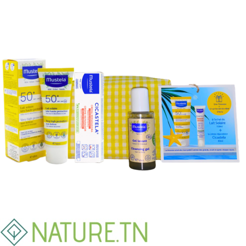 MUSTELA TROUSSE JAUNE LAIT SOLAIRE 100ML+CICASTELA CREME REPARATRICE 40ML+GEL LAVANT BIO 45ML (OFFERT) 1