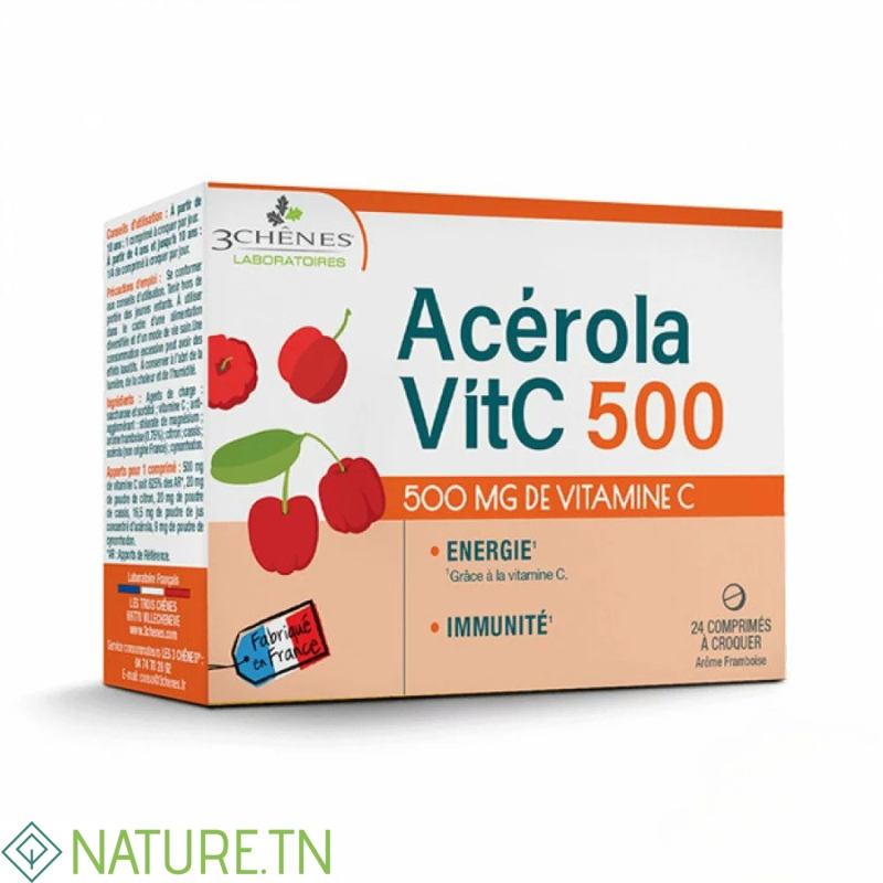 3 CHENES ACEROLA 500 24 COMPRIMES 1 3 CHENES ACEROLA 500 24 COMPRIMES 1