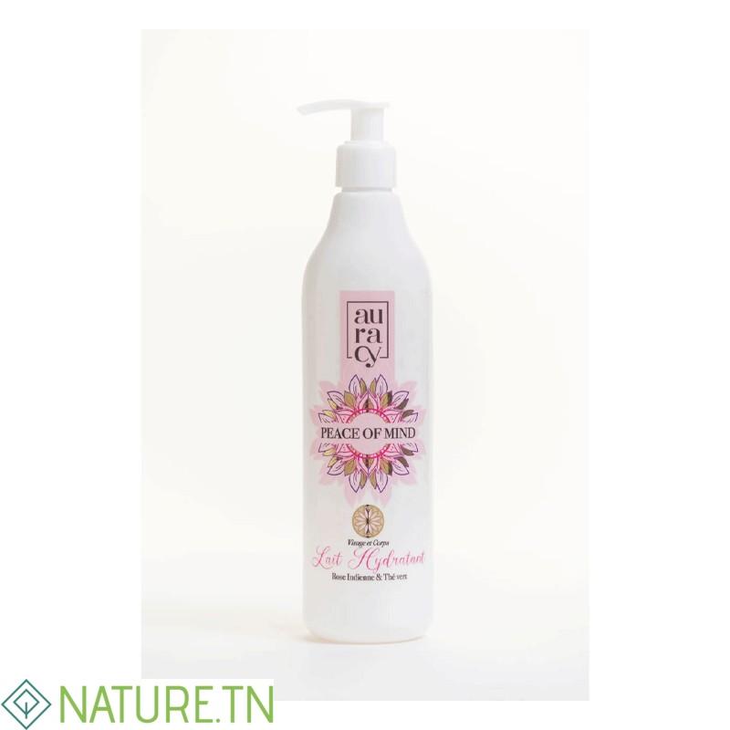 AURACY PEACE OF MIND LAIT HYDRATANT VISAGE ET CORPS ROSE INDIENNE&THE VERT,400ML 2