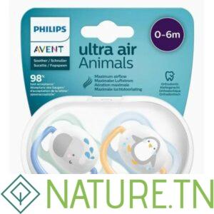 AVENT 2 SUCETTES 0-6M BOY ANIMALS SCF80/05