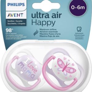 AVENT 2 SUCETTES MAMAN PAPILLON 0-6M SCF080/02