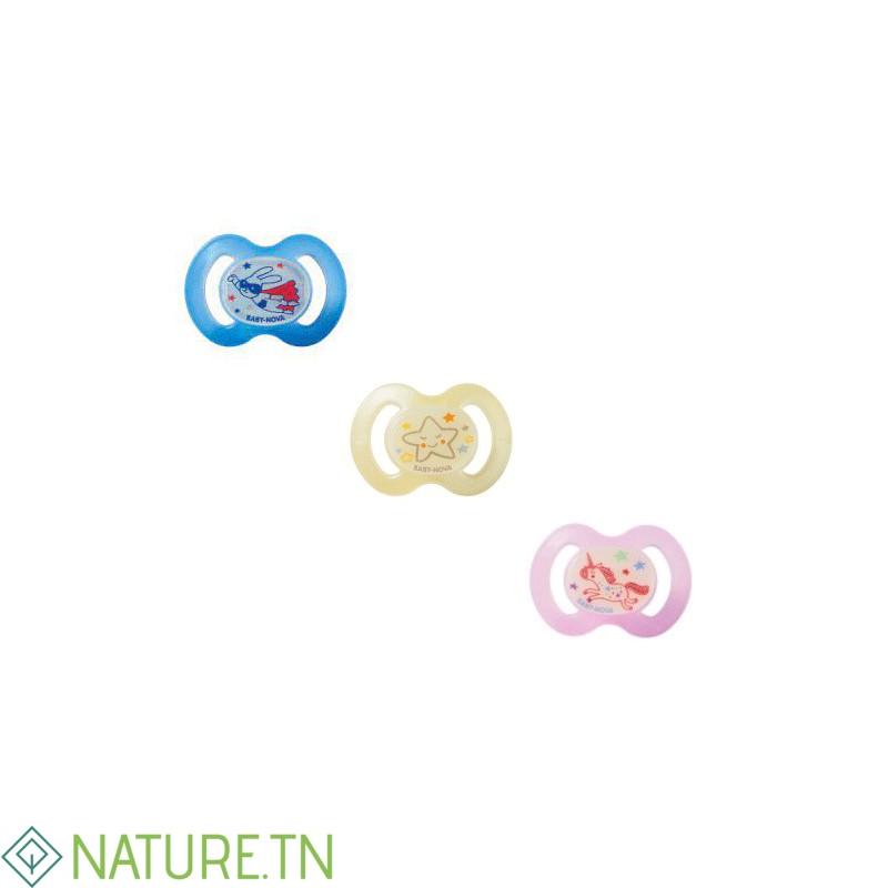 BABY NOVA SUCETTE EN SILICONE AVEC PHOSPHORE DE NUIT 0-6 MOIS 1