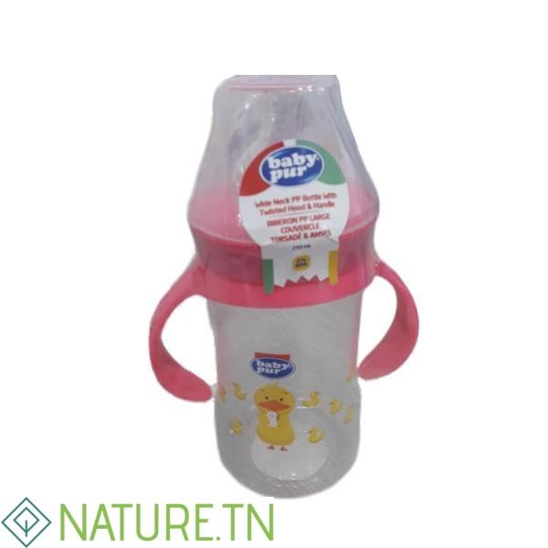 BABY PUR BIBERON PP MAXI LARGE AVEC ANSES ET COUVERCLE TORSADE 360ML 3 BABY PUR BIBERON PP MAXI LARGE AVEC ANSES ET COUVERCLE TORSADE 360ML