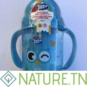 BABY PUR TASSE LUDIQUE AVEC PAILLE ET DOUBLE ANSE,360ML