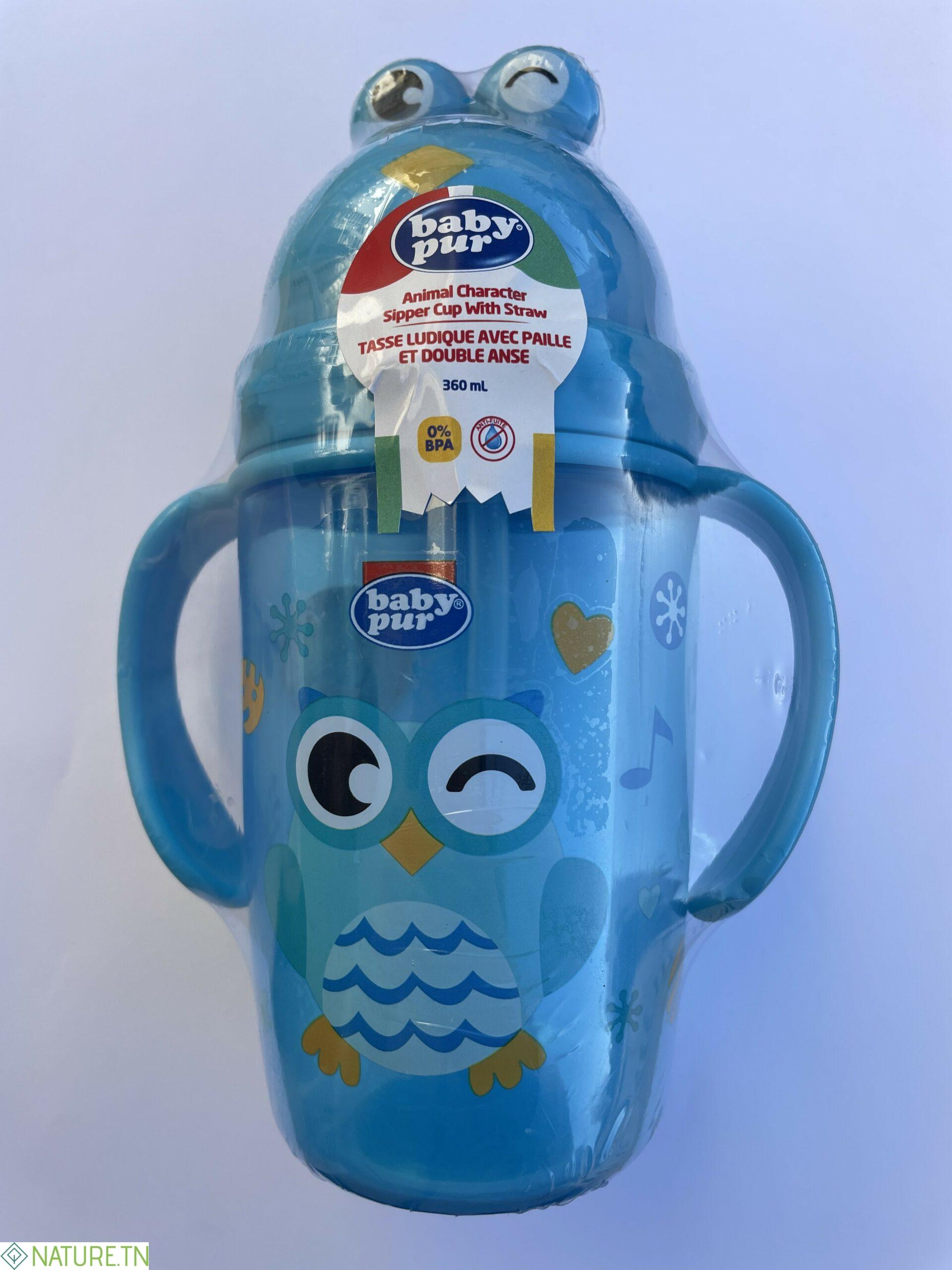 BABY PUR TASSE LUDIQUE AVEC PAILLE ET DOUBLE ANSE,360ML 1