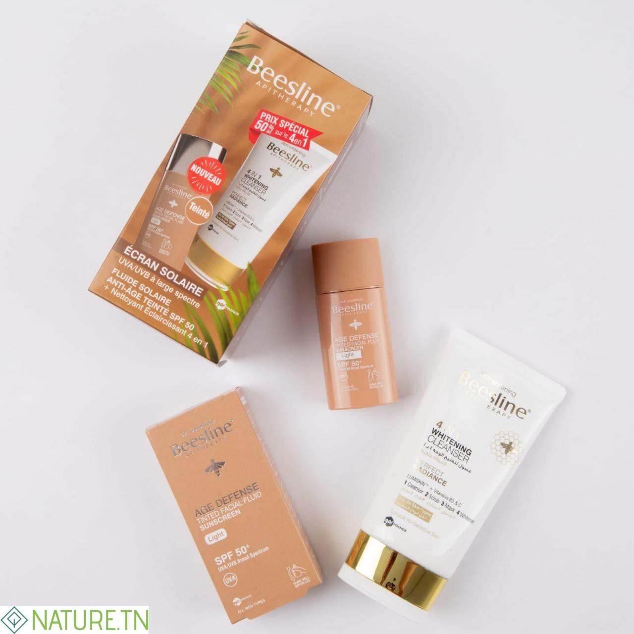 BEESLINE ECRAN FLUIDE ANTI AGE TEINTEE SPF 50 + GEL NETTOYANT ECLAIRCISSANT 4 EN 1 (-50%) 3 BEESLINE ECRAN FLUIDE ANTI AGE TEINTEE SPF 50 + GEL NETTOYANT ECLAIRCISSANT 4 EN 1 (-50%)