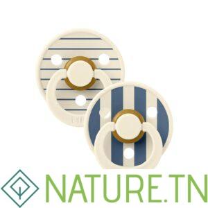 BIBS 02 SUCETTES NATURAL RUBBER IVORY STEEL BLUE MIX SIZE 2