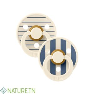 BIBS 02 SUCETTES NATURAL RUBBER IVORY STEEL BLUE MIX SIZE 2