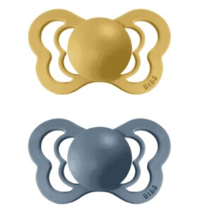 BIBS 2 SUCETTES COUTURE COLLECTION MUSTARD PETROL SIZE 1