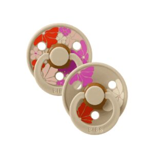 BIBS 2 SUCETTES NATURAL RUBBER MORNING BLOOM LATEX VANILLA MIX SIZE 1