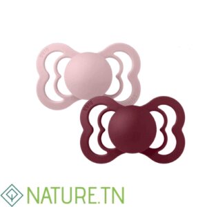 BIBS 2 SUCETTES SUPREME PACIFIER PINK PLUM ELDERBERRY SIZE 2