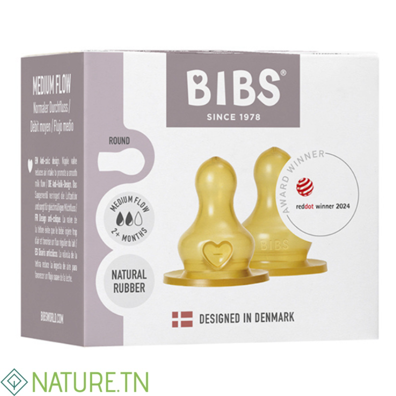 BIBS 2 TETINES RONDES LATEX BIBERON A DEBIT MOYEN 2M+ 1 BIBS 2 TETINES RONDES LATEX BIBERON A DEBIT MOYEN 2M+ 1