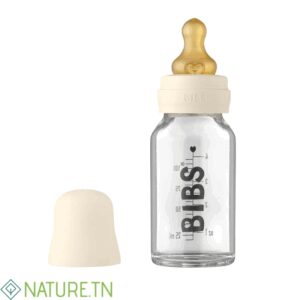 BIBS BABY GLASS BOTTLE BIBERON EN VERRE IVORY 110ML
