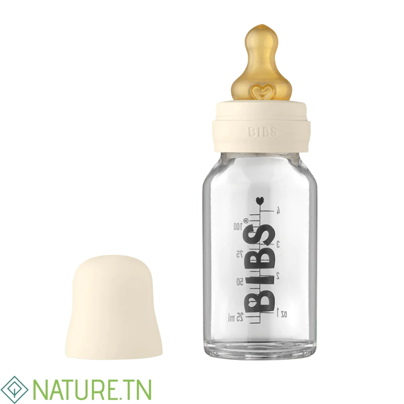 BIBS BABY GLASS BOTTLE BIBERON EN VERRE IVORY 110ML 2 BIBS BABY GLASS BOTTLE BIBERON EN VERRE IVORY 110ML 2