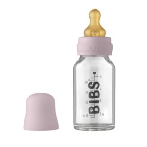 BIBS BABY GLASS BOTTLE COMPLETE SET DUSKY LILAC 110ML