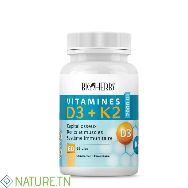 BIOHERBS VITAMINES D3+K2 60 GELULES 3 BIOHERBS VITAMINES D3+K2 60 GELULES