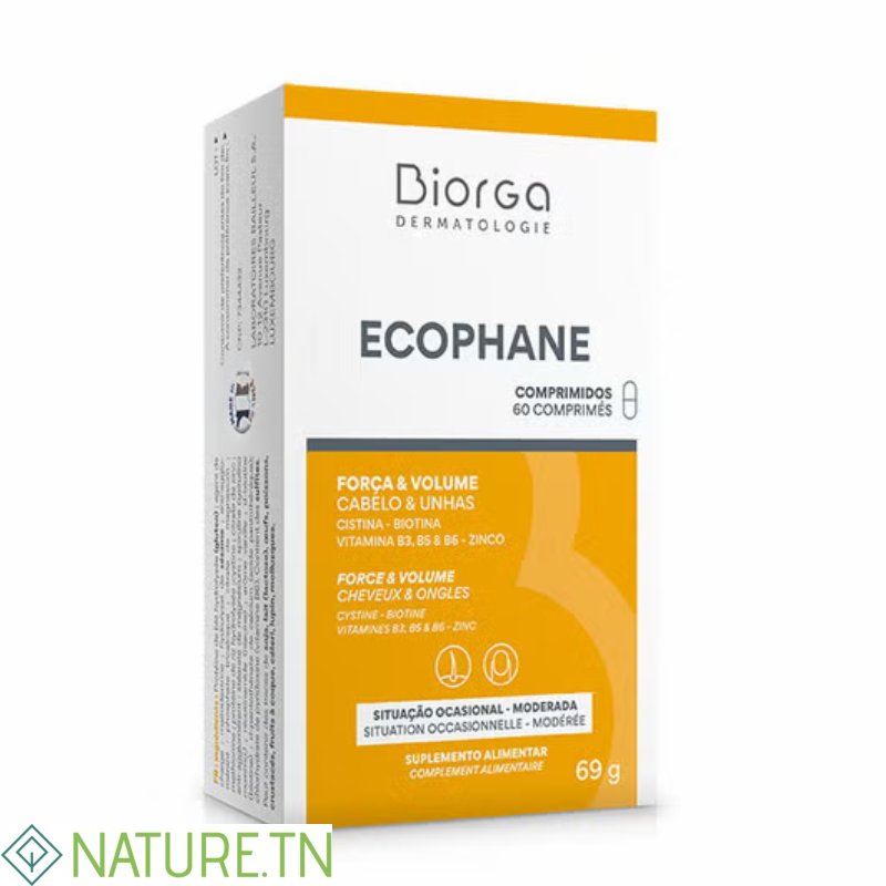 BIORGA ECOPHANE CHEVEUX ET ONGLES 60 COMPRIMES 1 BIORGA ECOPHANE CHEVEUX ET ONGLES 60 COMPRIMES 1