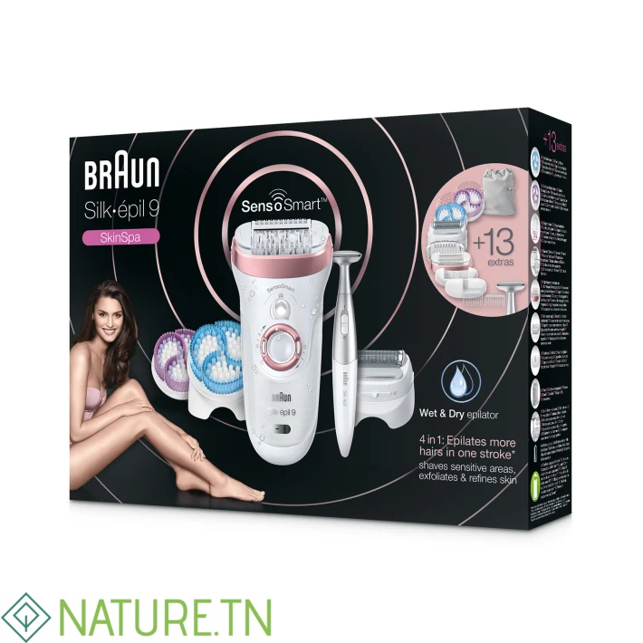 BRAUN ÉPILATEUR ÉLECTRIQUE SILK-EPIL 9 SKINSPA SENSOSMART + 13 ACCESSOIRES ET TONDEUSES 3-EN-1 9/980 3 BRAUN ÉPILATEUR ÉLECTRIQUE SILK-EPIL 9 SKINSPA SENSOSMART + 13 ACCESSOIRES ET TONDEUSES 3-EN-1 9/980