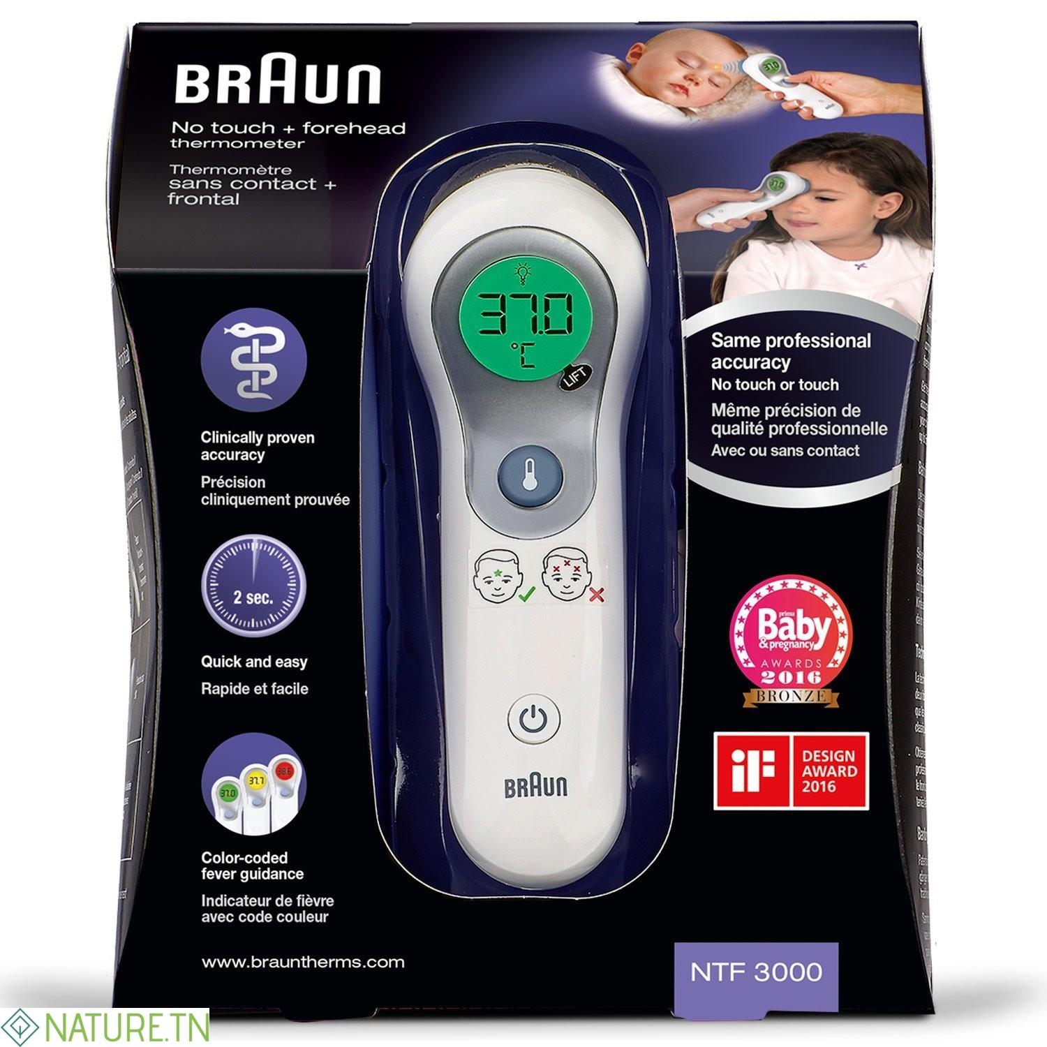 BRAUN THERMOMETRE FRONTAL SANS CONTACT NTF3000 3 BRAUN THERMOMETRE FRONTAL SANS CONTACT NTF3000