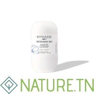 BYPHASSE DEODORANT ROLL ON ANTI TACHES FLEUR DE COTON 50ML