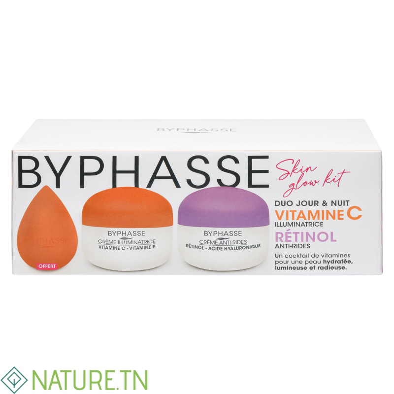 BYPHASSE KIT SKIN GLOW CREMES VITAMINE C 50ML ET RETINOL 50ML+BEAUTY BLENDER (OFFERT) 1 BYPHASSE KIT SKIN GLOW CREMES VITAMINE C 50ML ET RETINOL 50ML+BEAUTY BLENDER (OFFERT) 1