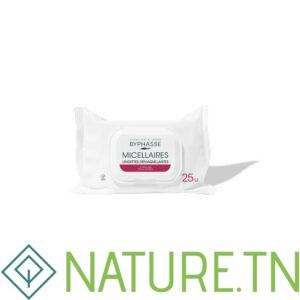 BYPHASSE LINGETTES DEMAQUILLANTES MICELLAIRES ALOE VERA 25 UNITES
