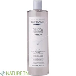 BYPHASSE SOLUTION MICELLAIRE DEMAQUILLANTE 4 EN 1 AU CHARBON ACTIF 500ML