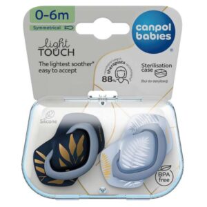 CANPOL BABIES 02 SUCETTE LIGHT TOUCH SYMETRIQUE GOLD BLEU 0-6M/6-18M